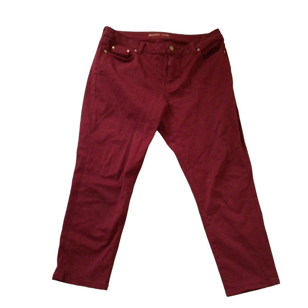 New micheal Kors IZZY  burgundy‎ cropped skinny sz 12
